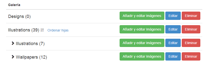 Ordenar subgalerías