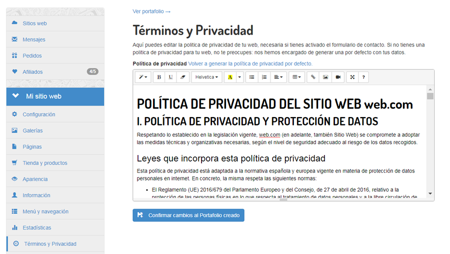 Política privacidad para tu sitio web