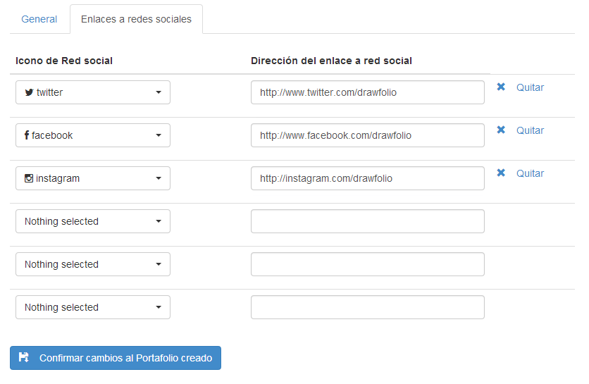 Enlaces a redes sociales